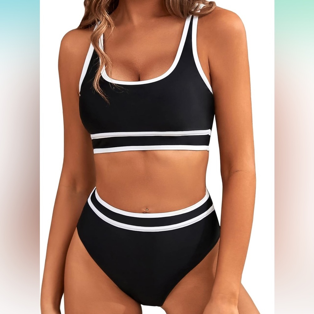 Black and White Bikini Set